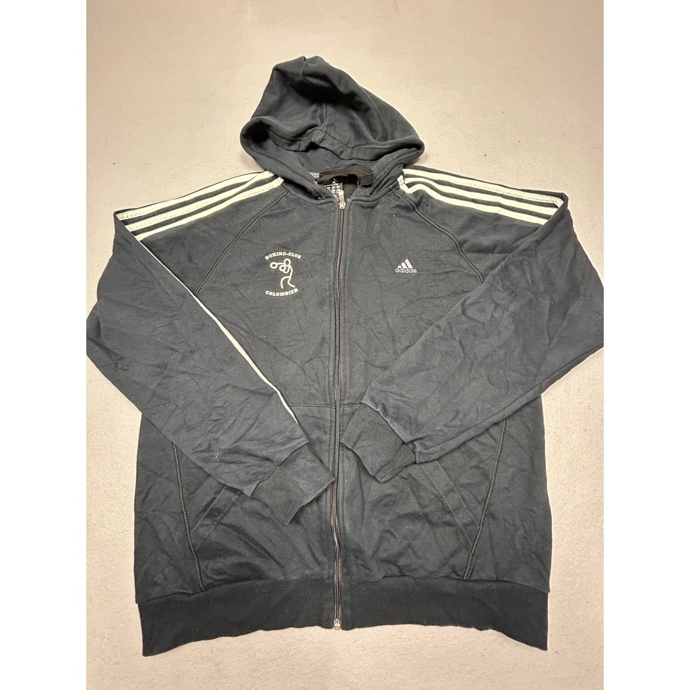 Adidas Full Zip Hoodie Cotton Polyester Black XL Mens